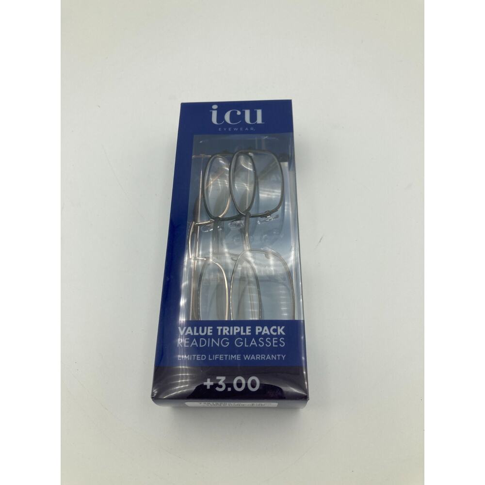 ICU Eyewear Oval Metal Reading Glasses +3.00 - 3pk